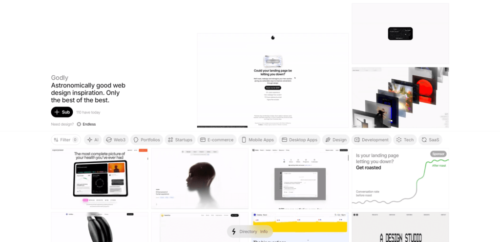 Godly.website como sitio de inspiración para diseño web creativo y experimental